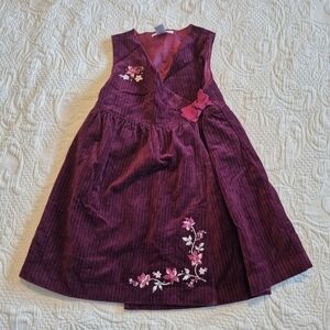 Janie and Jack girls size 5T burgundy velvety wrap sleeveless dress EUC